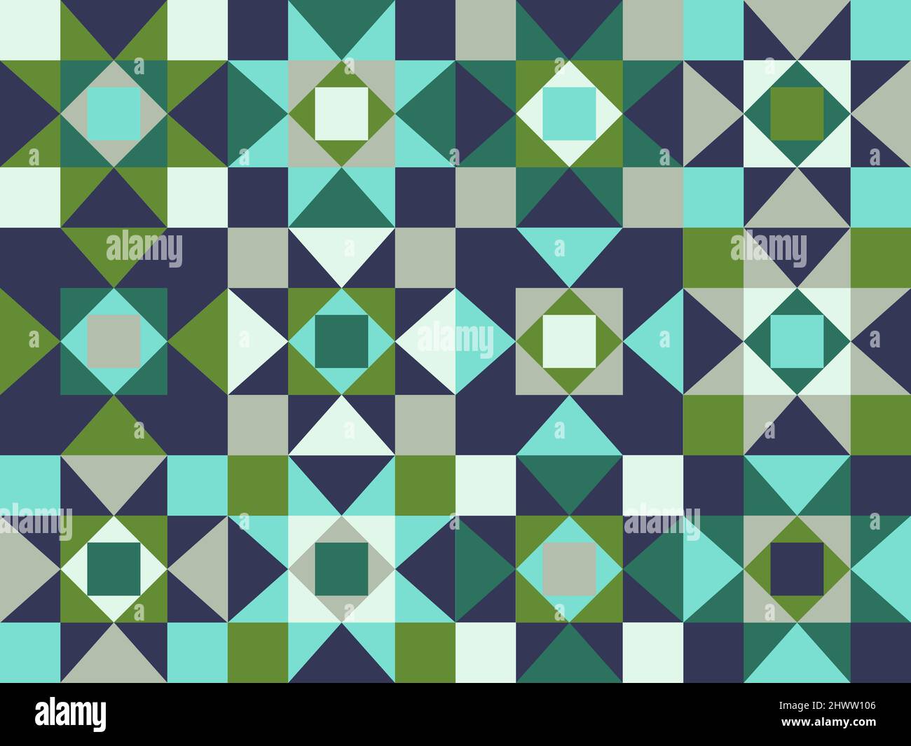 Seamless pattern with geometric motifs in 6 colors Stock Photo