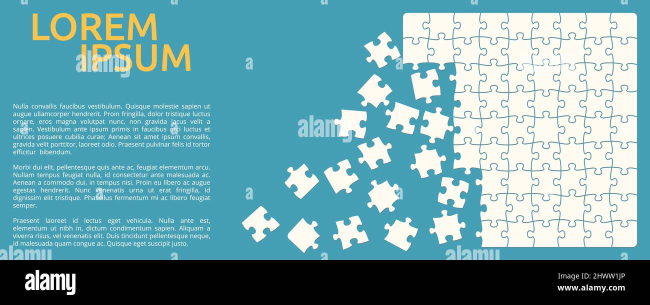 Simple jigsaw puzzle template - pieces on right side, empty space for text left Stock Vector
