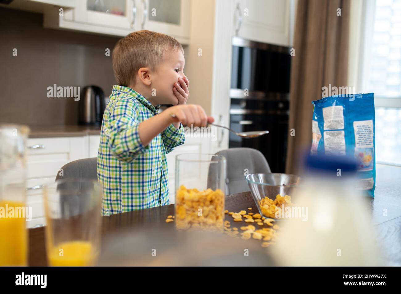 Embarrassed boy kitchen hires stock photography and images Alamy