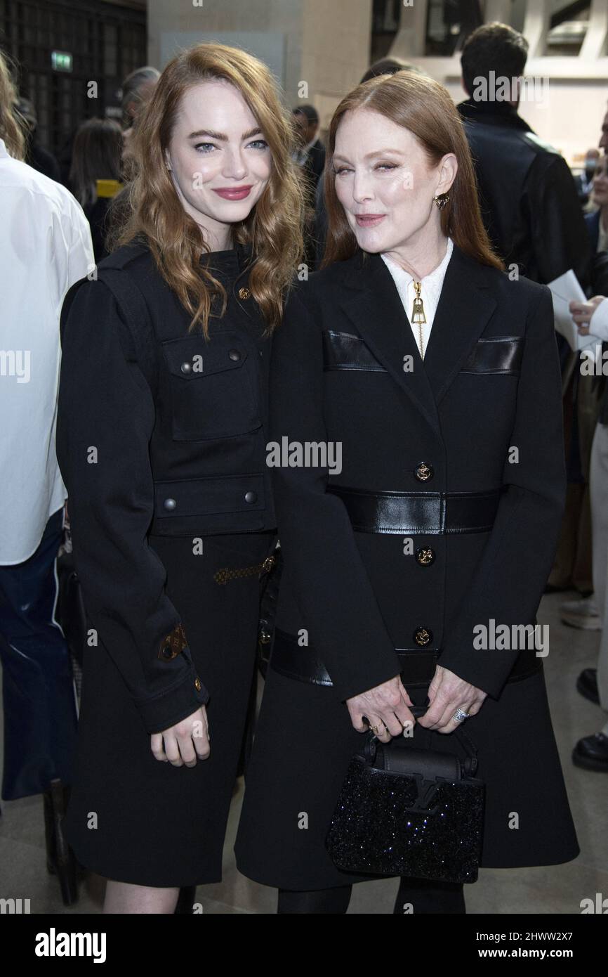 Emma Stone attends the Louis Vuitton show during Paris Fashion