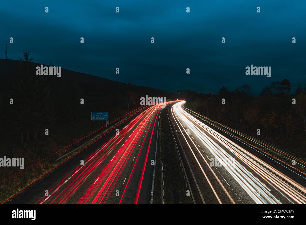 Lights on night motorway Stock Photo Alamy