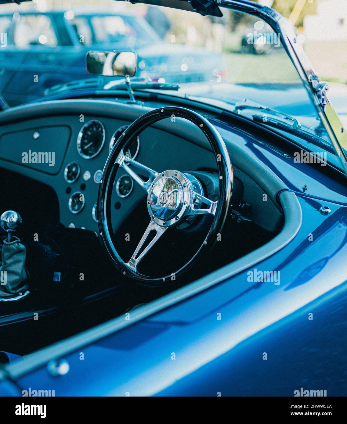 AC Cobra Kit Car Steering wheel Stock Photo Alamy