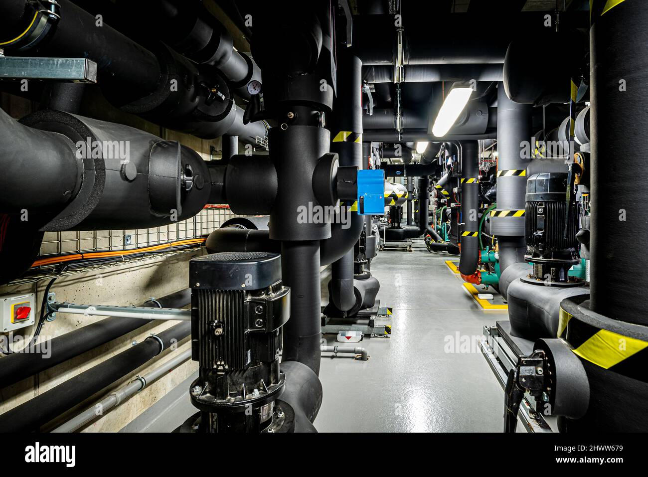 Pump station in the underground premises of the factory Stock Photo Alamy