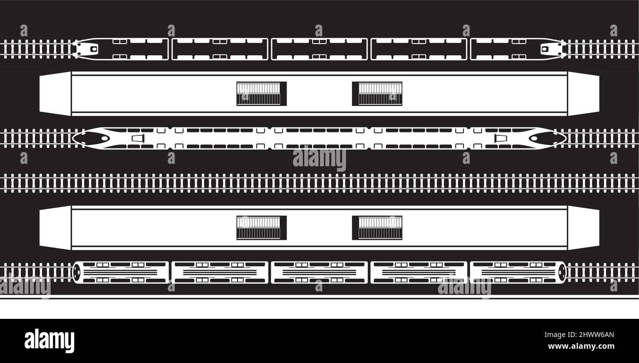 Passenger trains at railway station - vector illustration Stock Vector