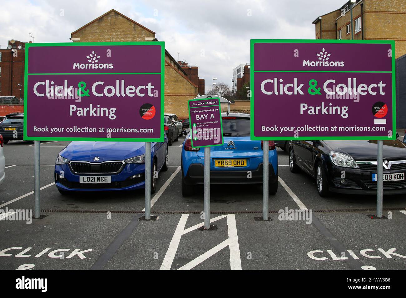 London, UK. 07th Mar, 2022. Morrisons supermarket's click and collect