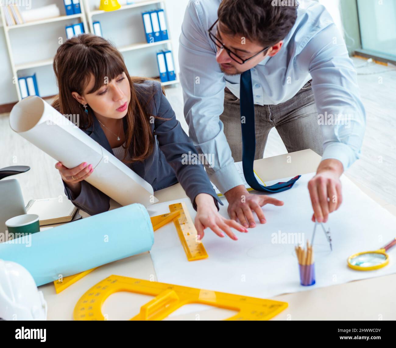 The engineers working on new project Stock Photo
