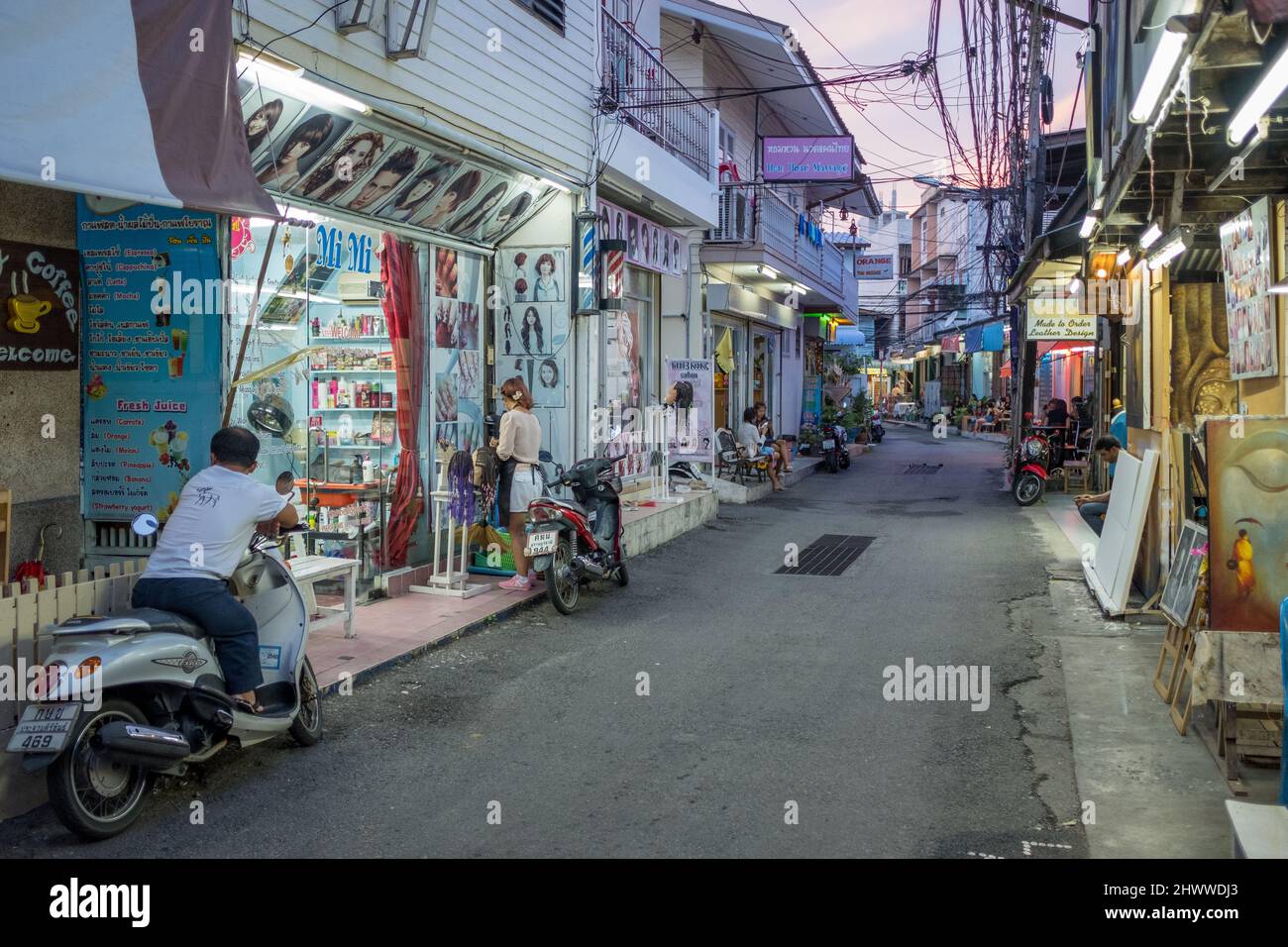 Urban scene by night from Hua Hin. Hua Hin is one of the most popular travel destinations in Thailand. Stock Photo
