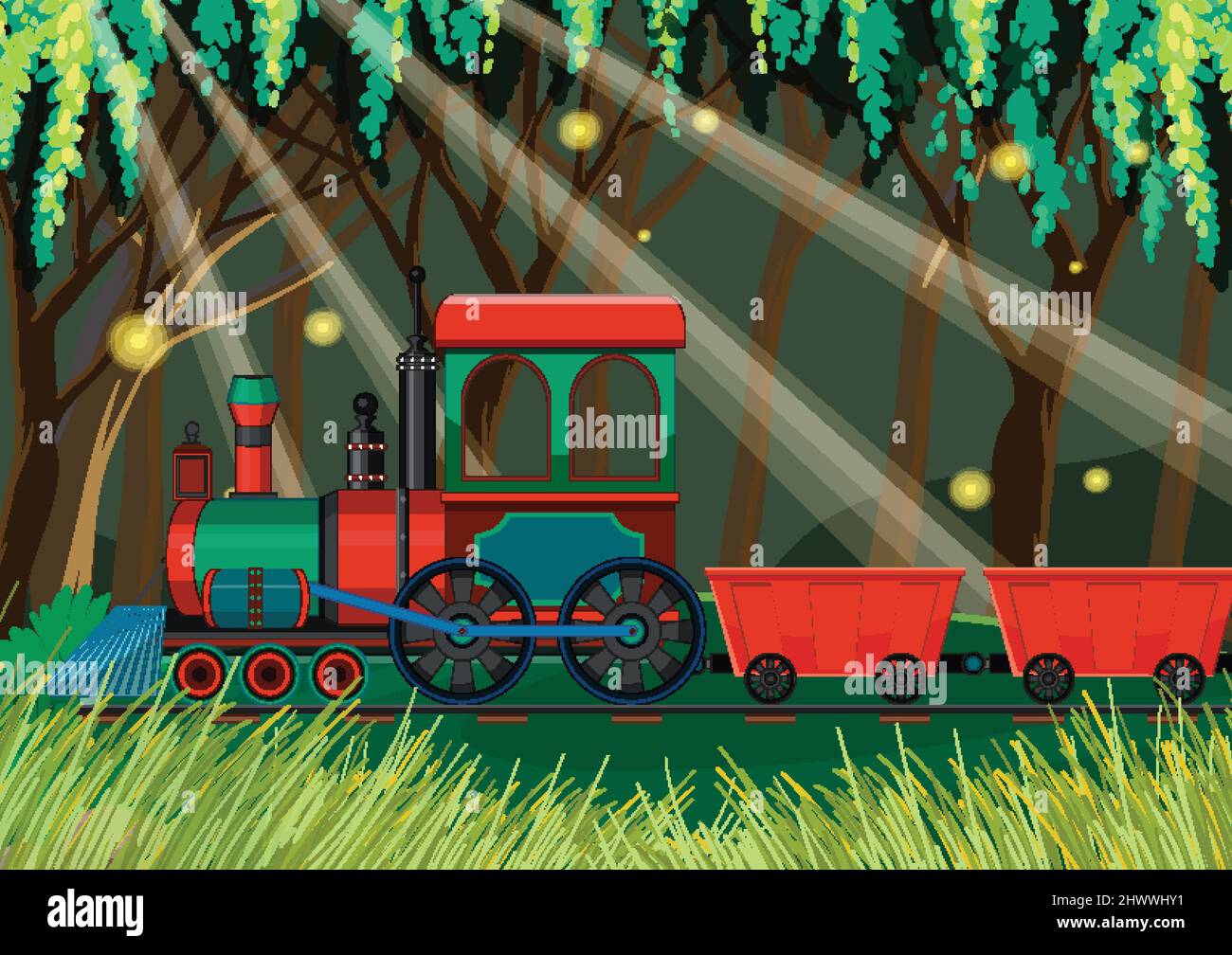 Train with natural scene illustration Stock Vector Image & Art - Alamy