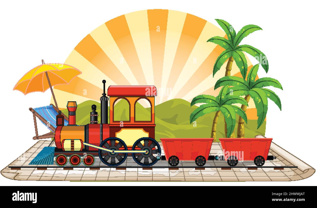 Train with natural scene illustration Stock Vector Image & Art - Alamy