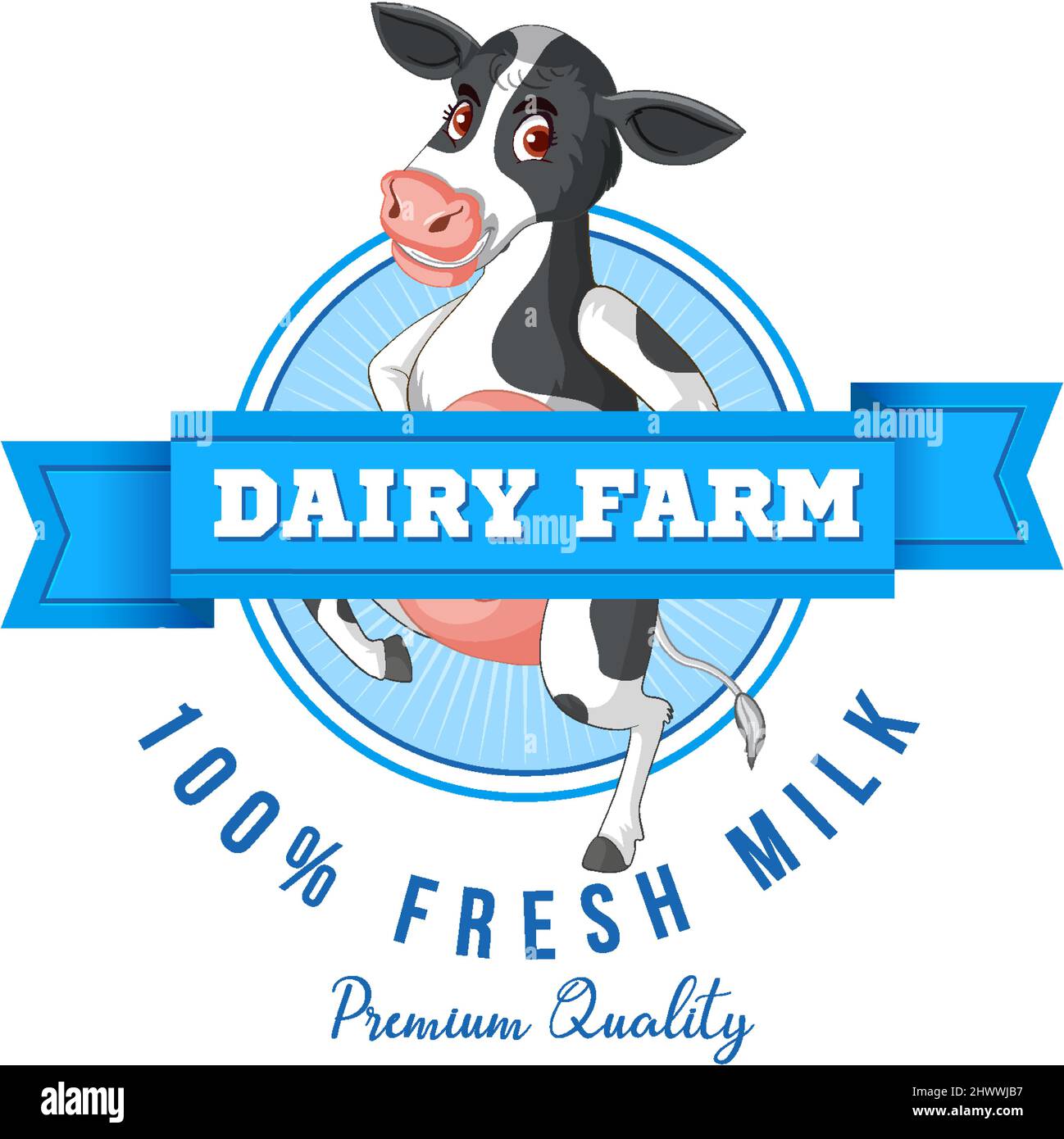 A cow with a Dairy farm label illustration Stock Vector Image & Art - Alamy