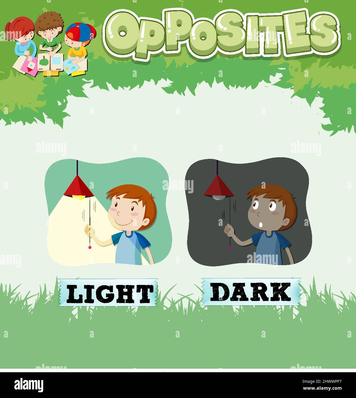 Opposite words for light and dark illustration Stock Vector Image & Art