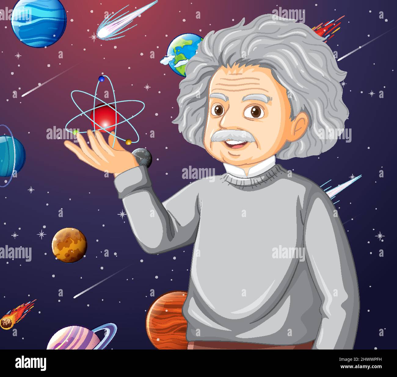 Portrait of Albert Einstein in cartoon style illustration Stock Vector  Image & Art - Alamy