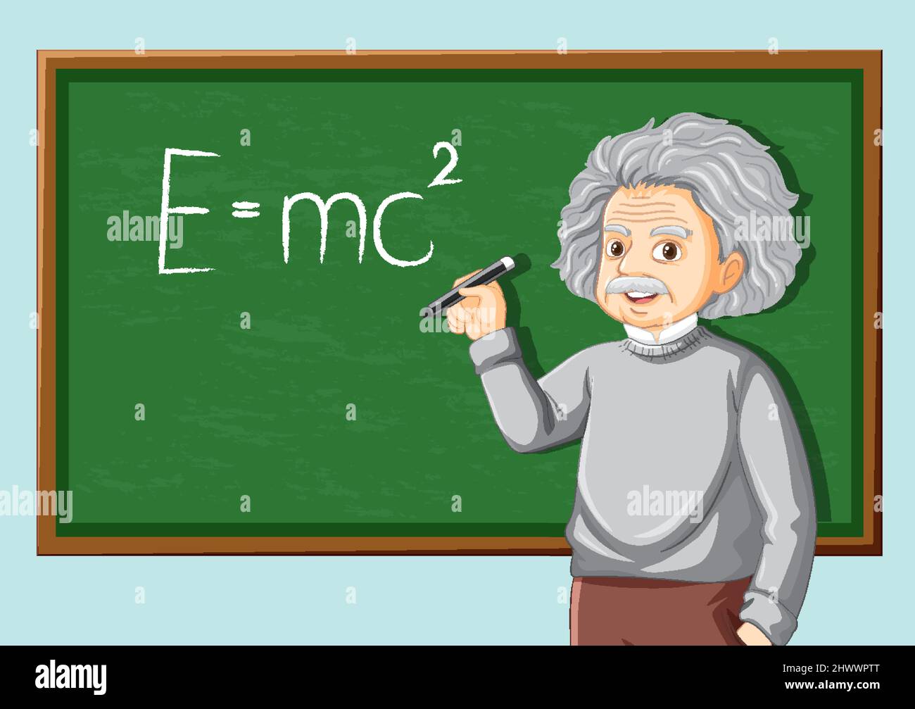 Portrait of Albert Einstein in cartoon style illustration Stock Vector