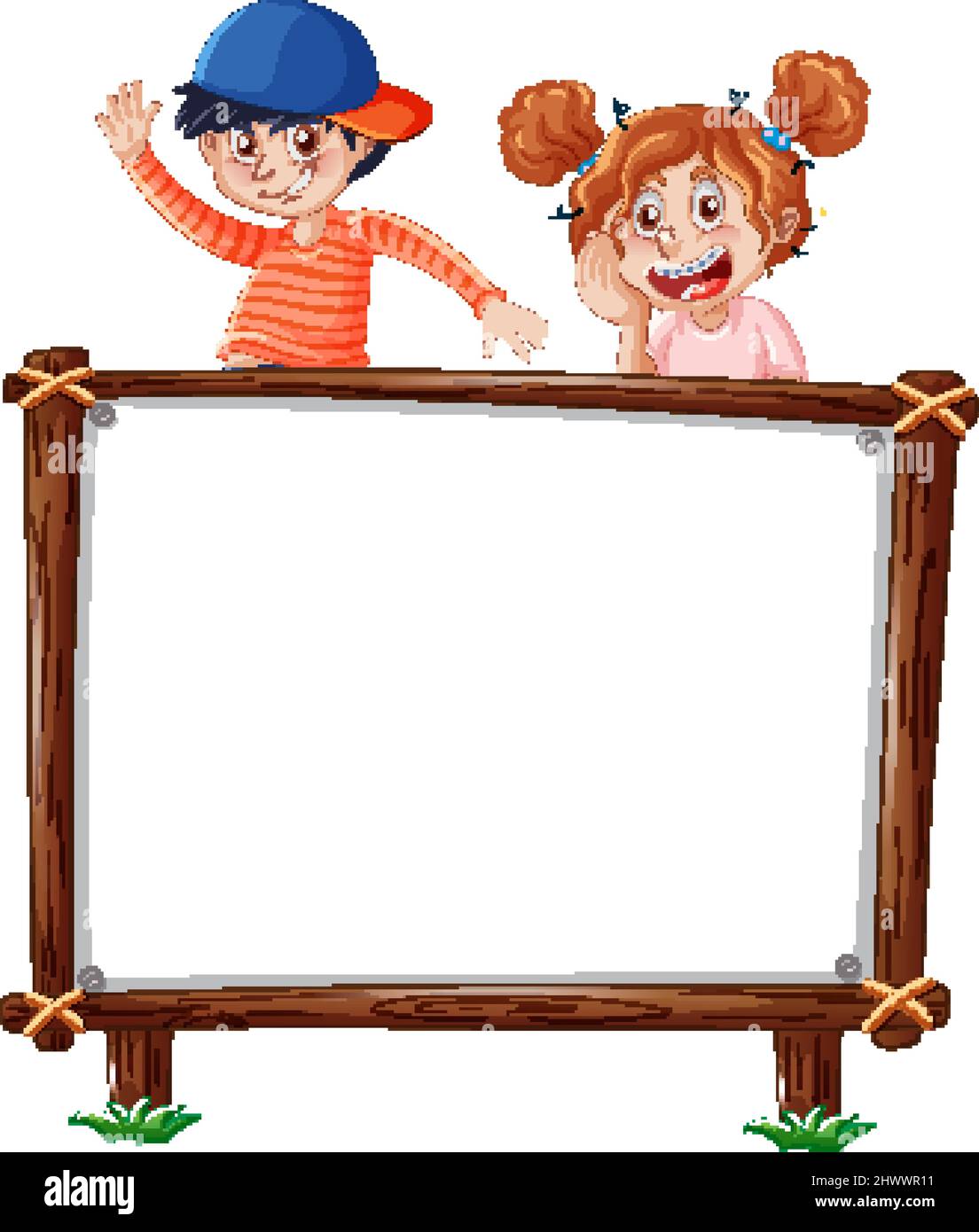 Board template with happy kids illustration Stock Vector Image & Art ...