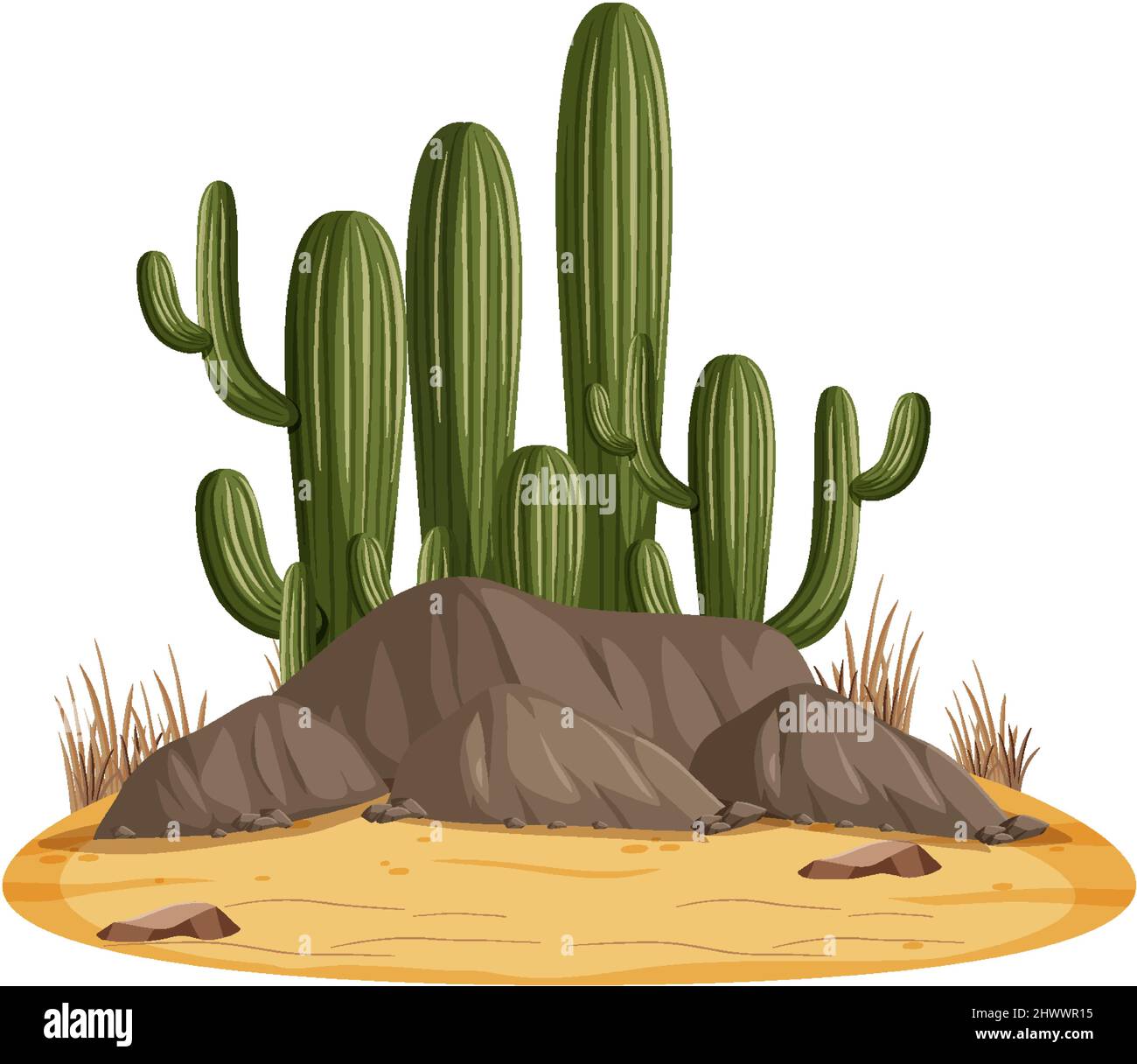 Isolated desert landscape with cactus illustration Stock Vector Image ...