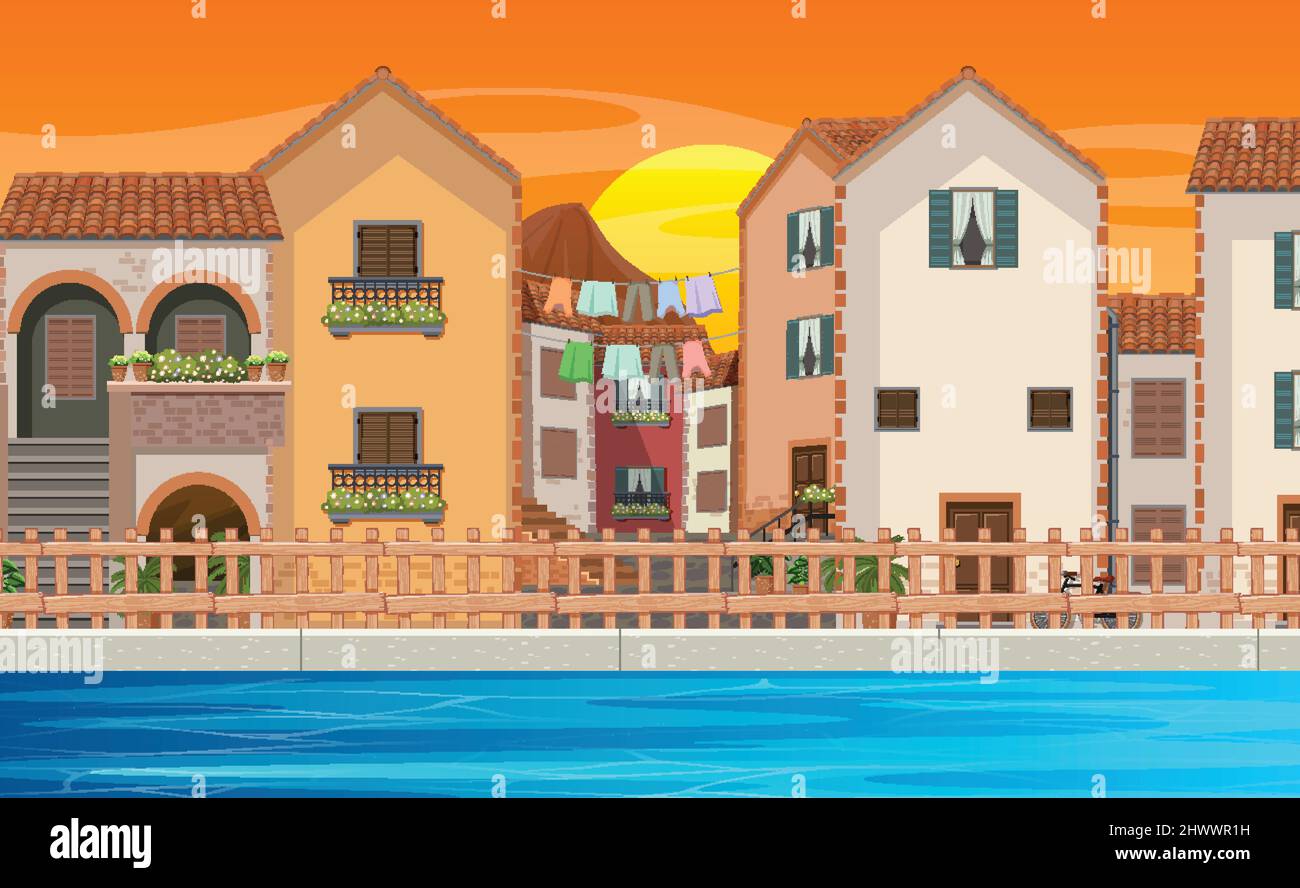 Scene with many buildings in city illustration Stock Vector Image & Art ...