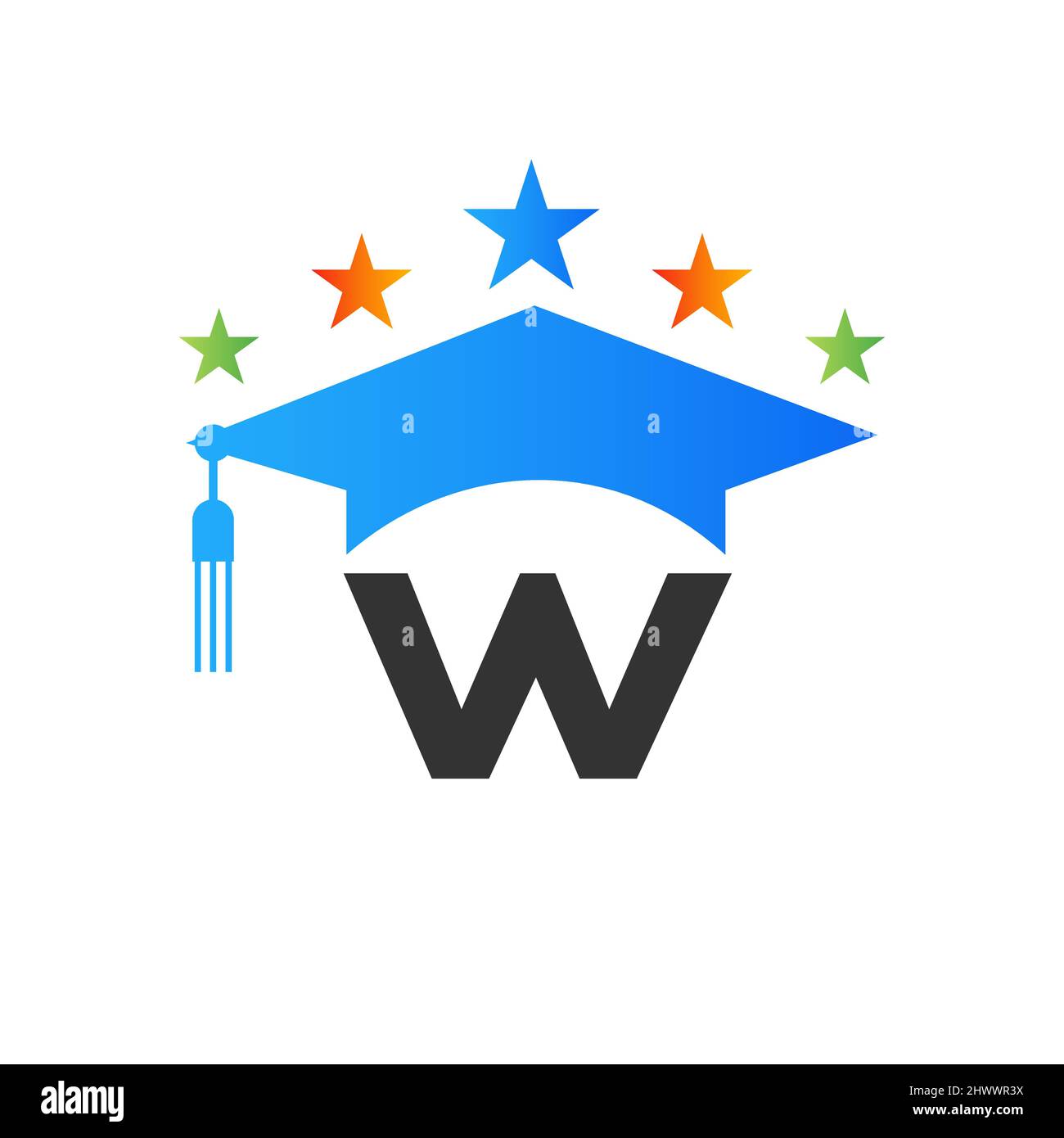 Letter W Education Logo Initial Graduation Cap Concept. Education Logo ...