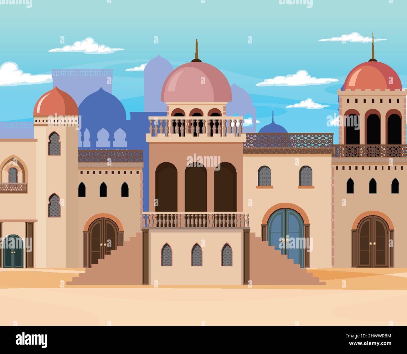 Scene with many buildings in city illustration Stock Vector Image & Art ...