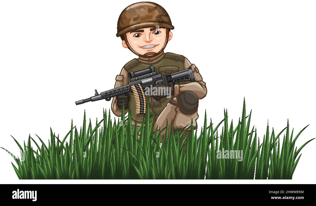 Man in army uniform on white background illustration Stock Vector Image