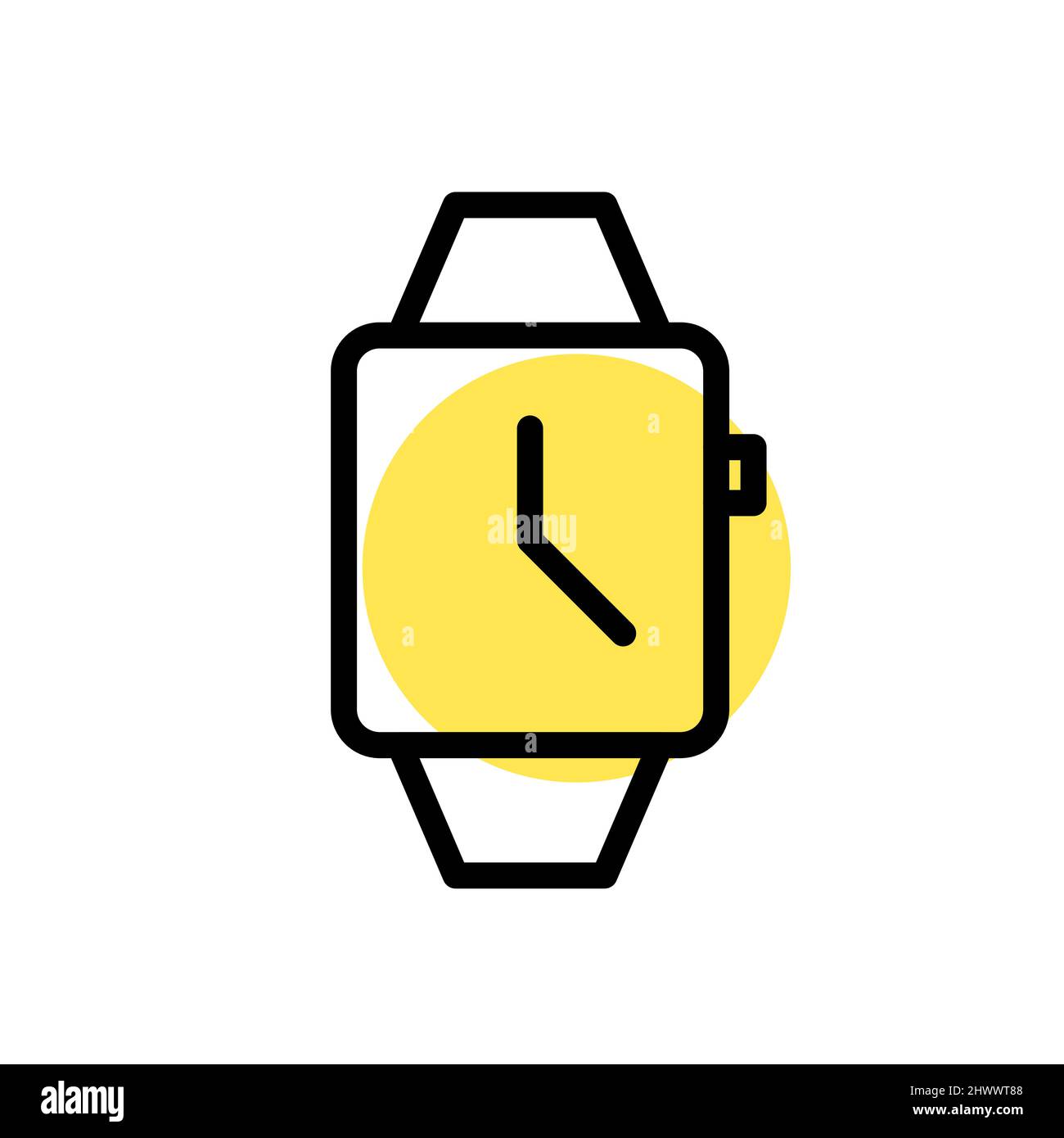 Smart watch with clock. Pixel perfect, editable stroke color icon Stock Vector