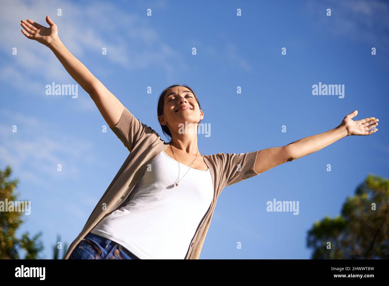 Young woman enjoying classic hi-res stock photography and images - Alamy