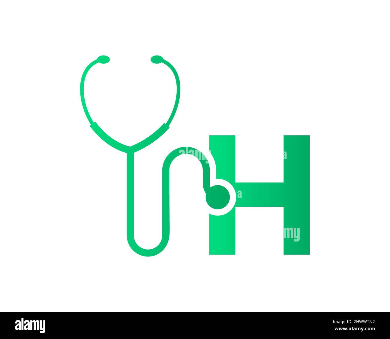 Health care logo with H letter concept. Stethoscope logo H letter
