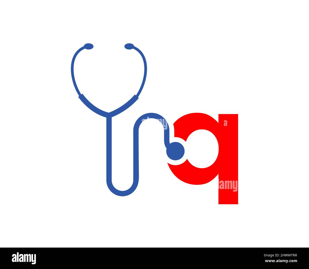 Health care logo with Q letter concept. Stethoscope logo Q letter