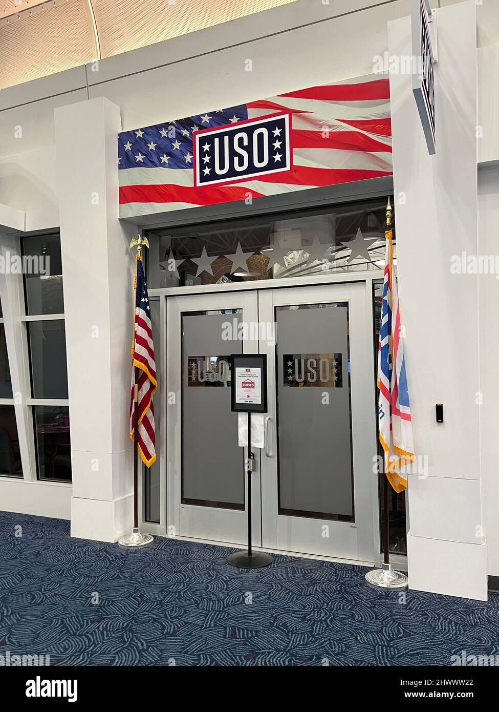 USO Lounge at Milwaukee's General Mitchell International Airport. USO airport lounges are made to provide comfort to the military community. Stock Photo