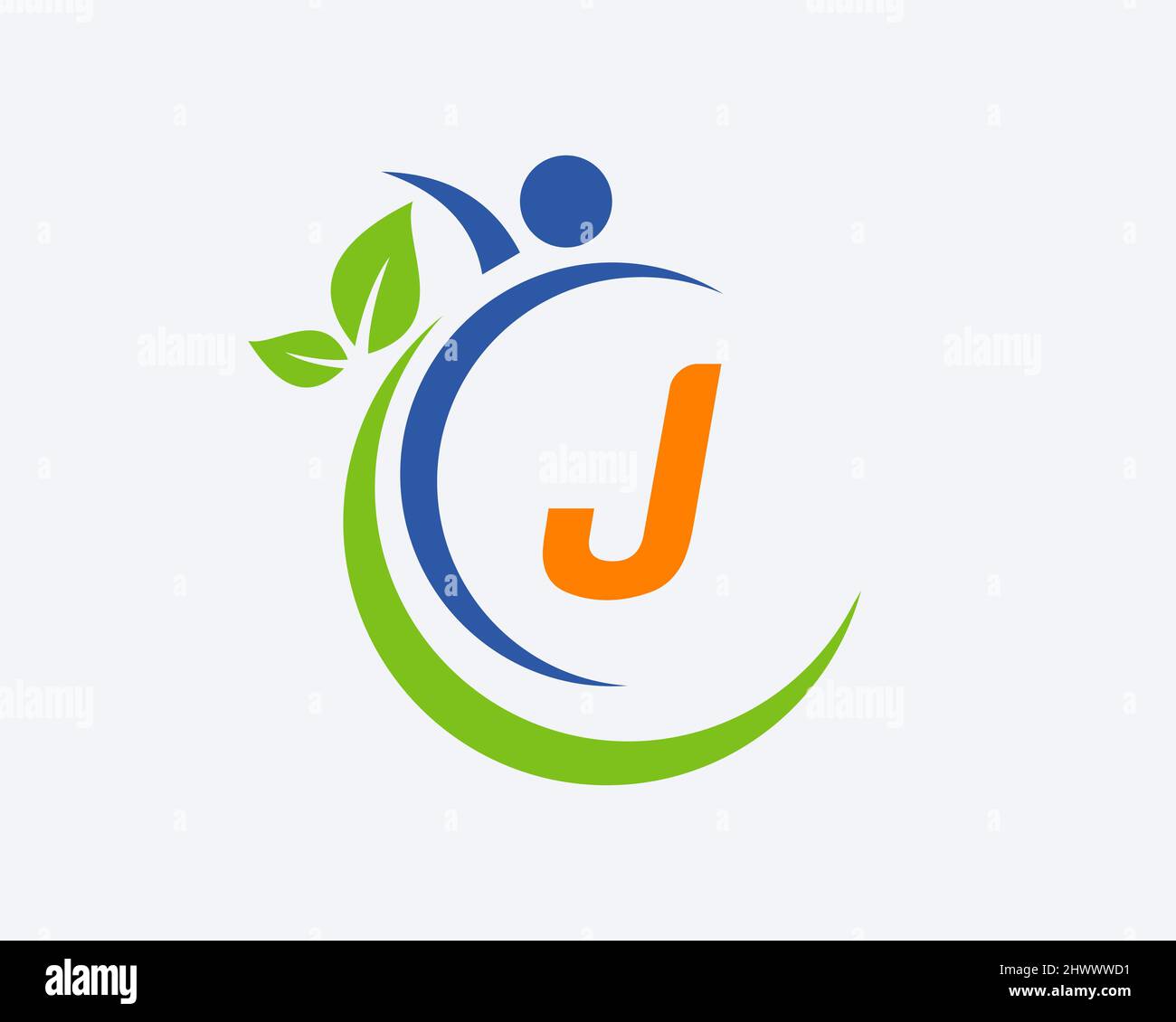 Human Health Logo On Letter J. Letter J Health Care Logo Template
