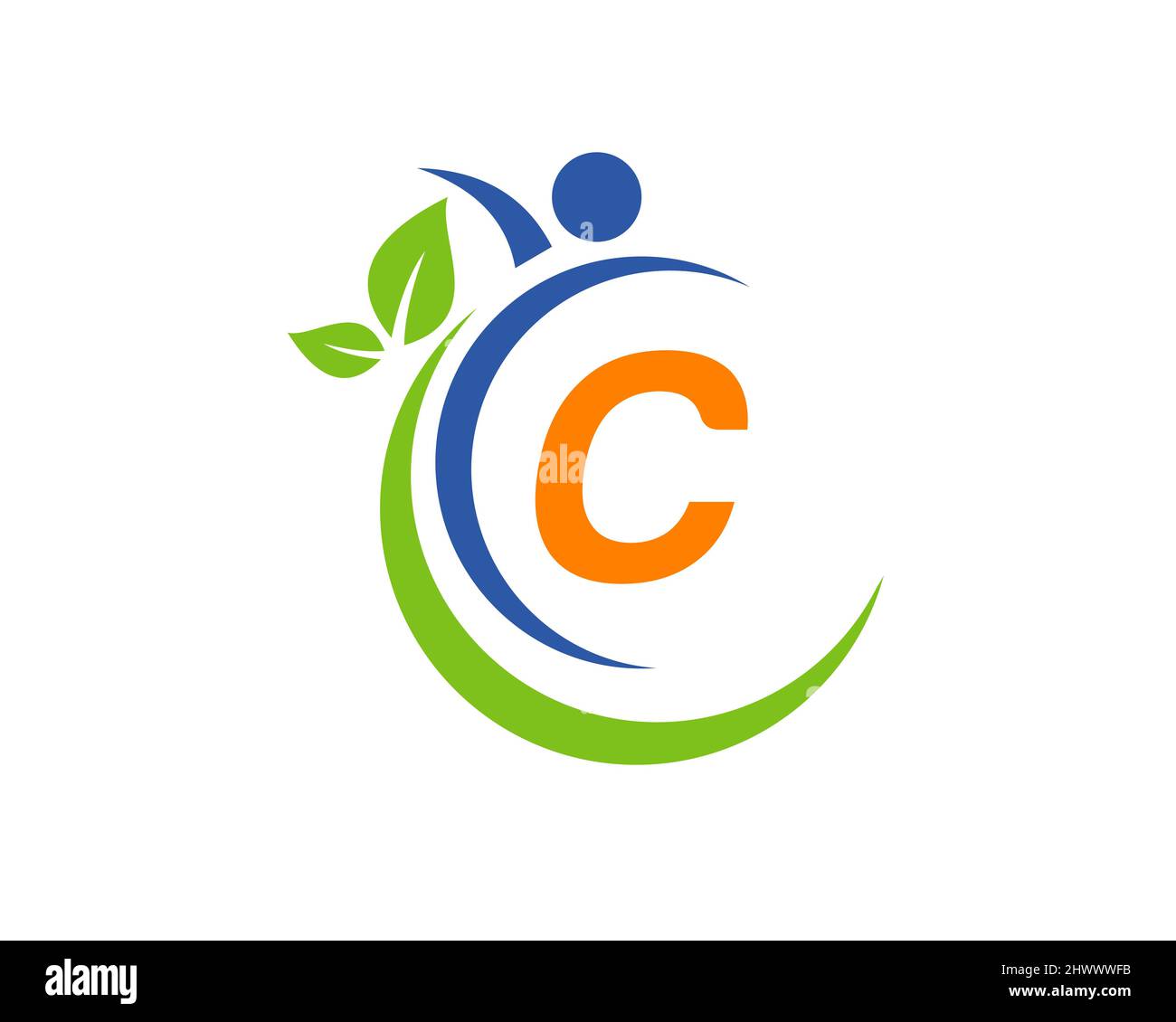 Human Health Logo On Letter C. Letter C Health Care Logo Template