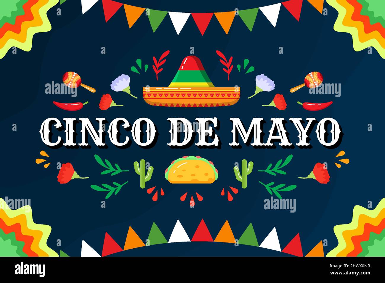 cinco de mayo background design illustration composition Stock Vector