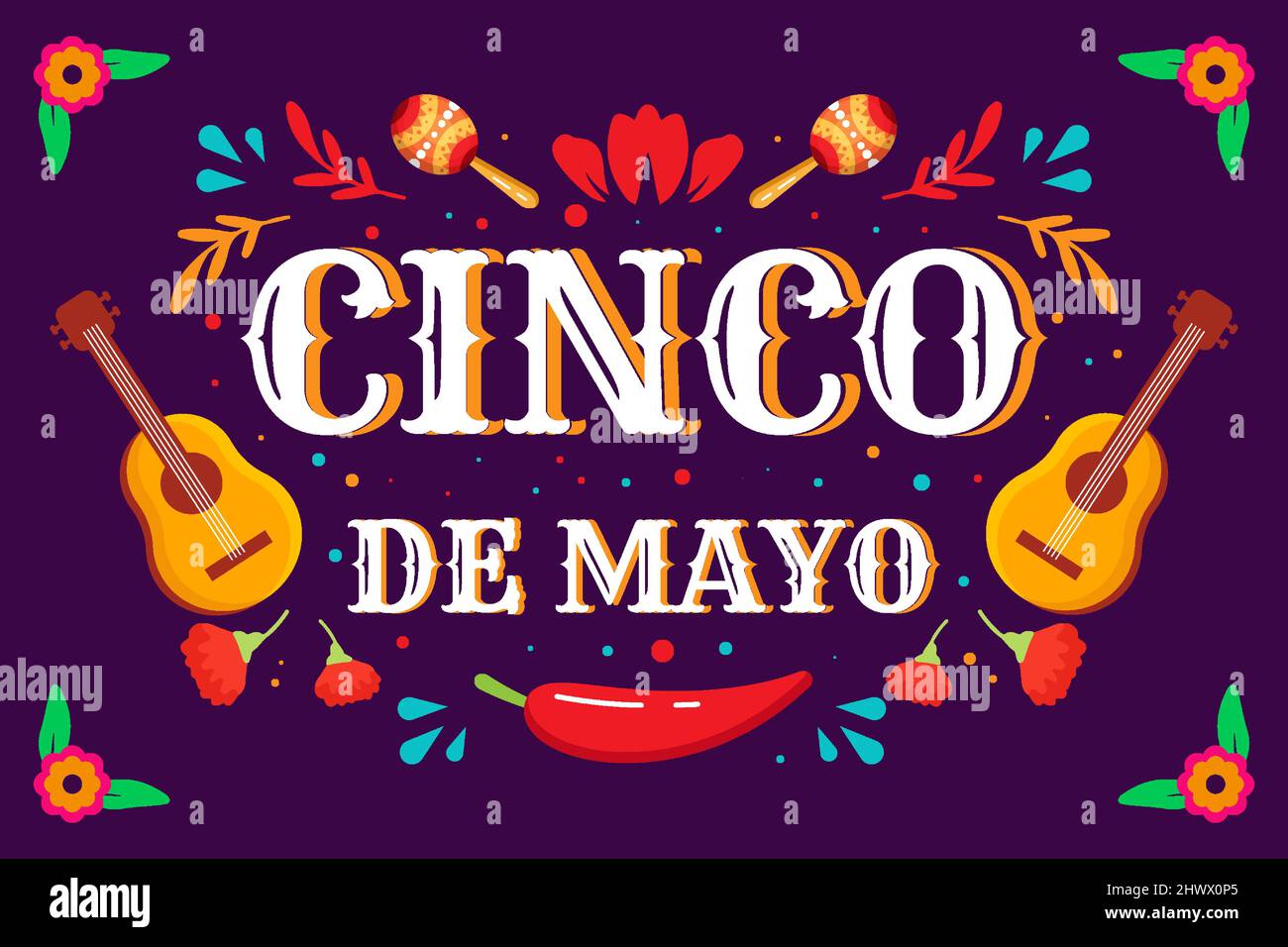 cinco de mayo background illustration flat design Stock Vector