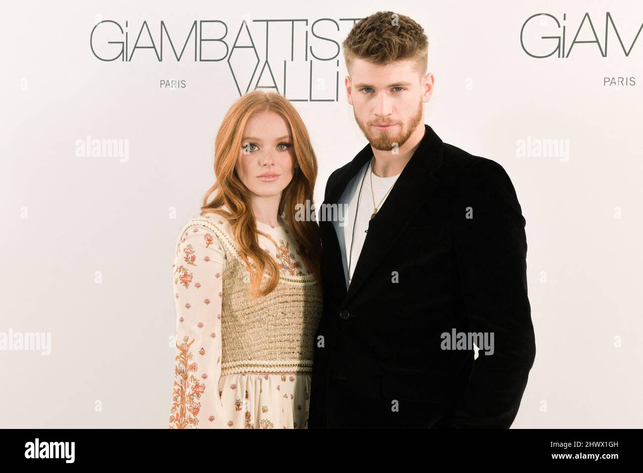 Abigail Cowen and Danny Griffin attend the Giambattista Valli Womenswear Fall/Winter 2022/2023