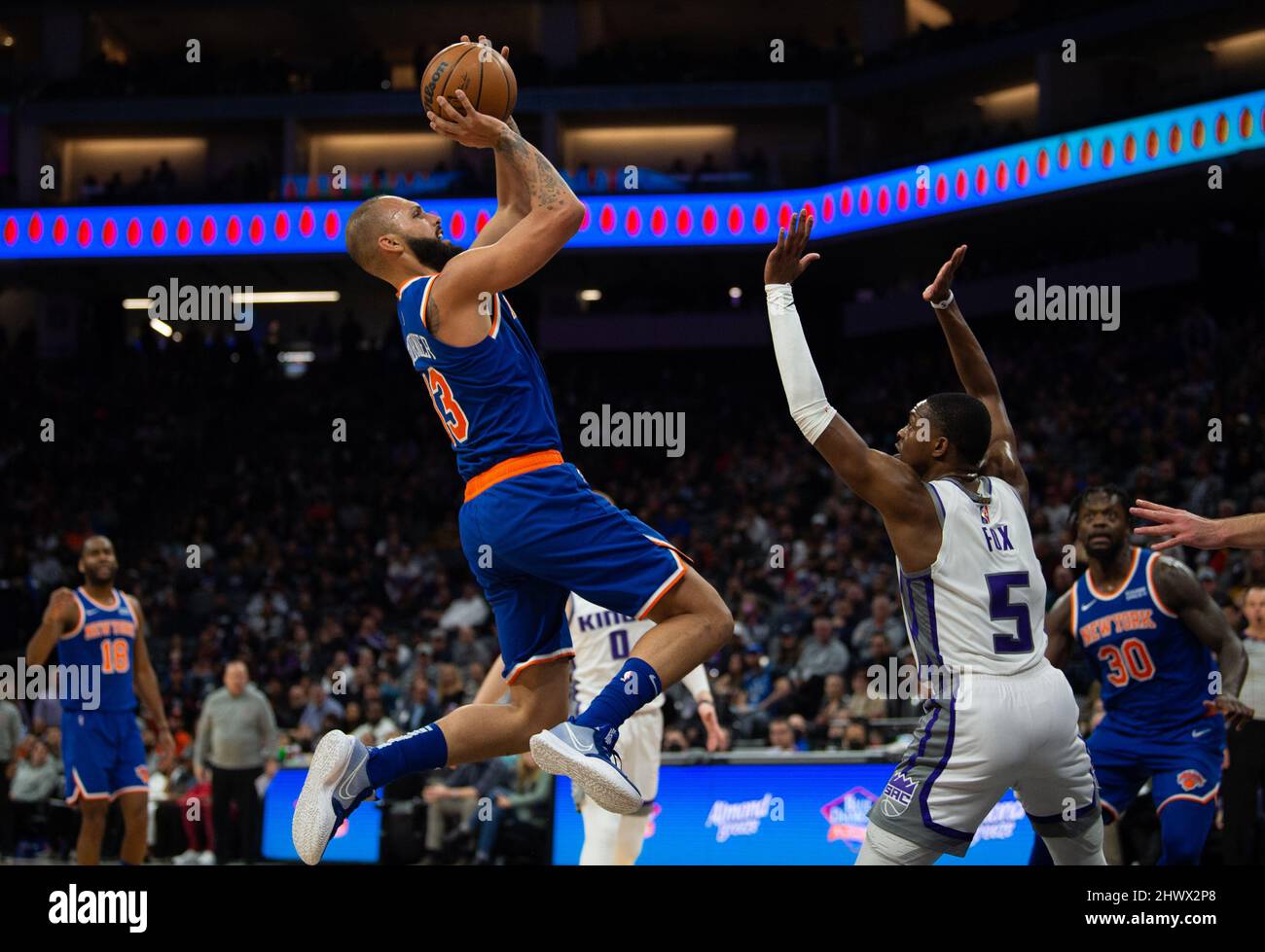 Sacramento, CA, USA. 7th Mar, 2022. New York Knicks guard Evan Fournier