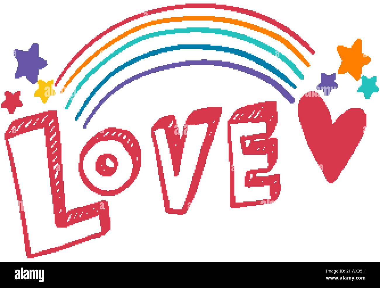 Love word text logotype in doodle style illustration Stock Vector Image ...