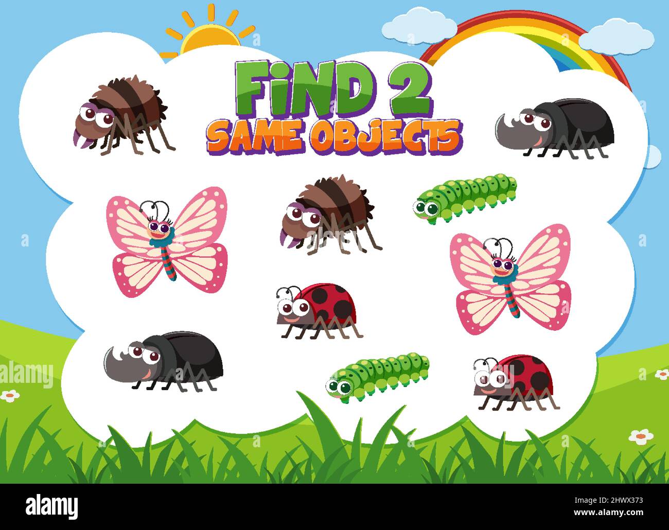 Find object game template of insect illustration Stock Vector Image ...
