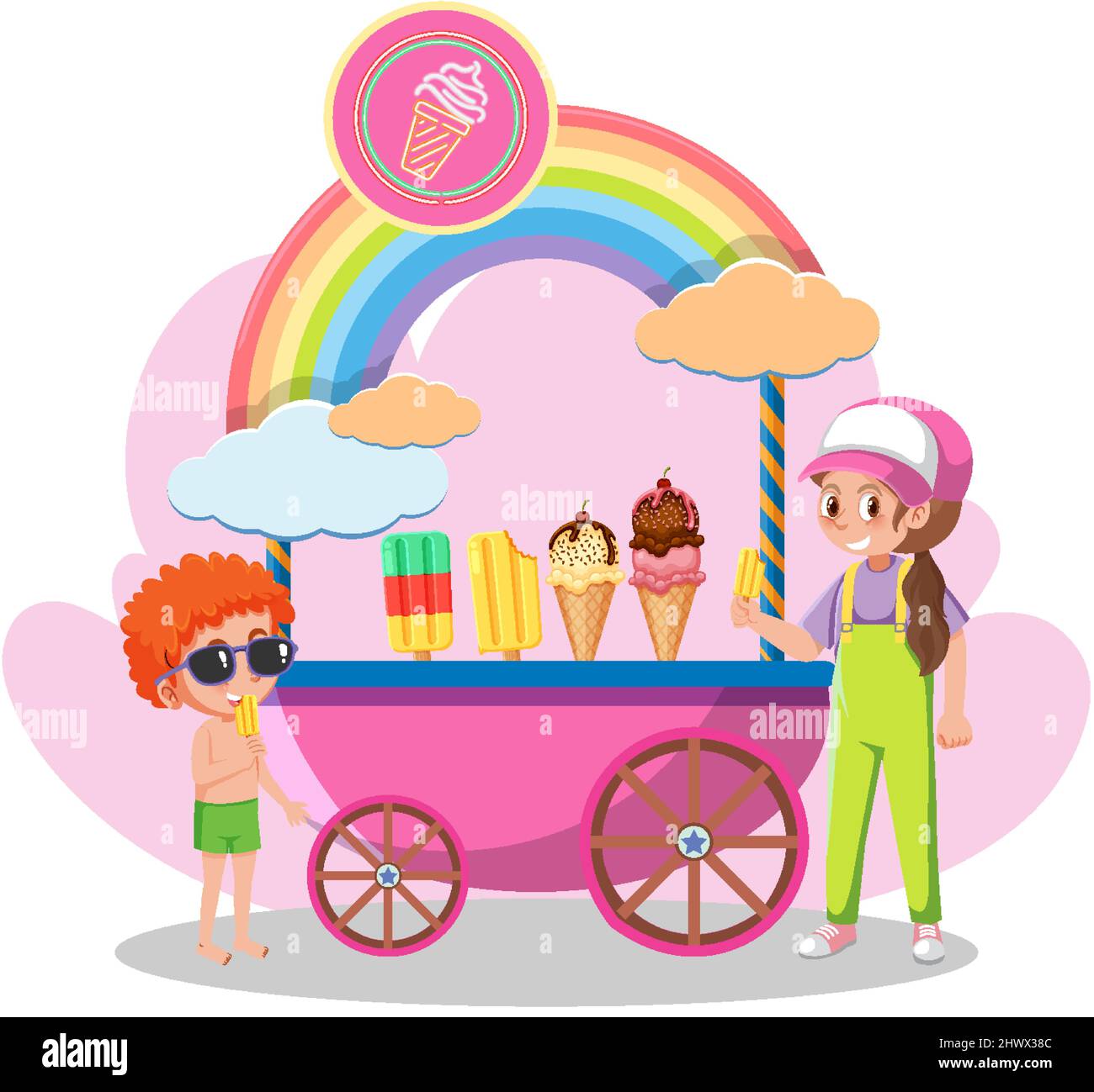 Street food cart concept with ice cream cart illustration Stock Vector  Image & Art - Alamy
