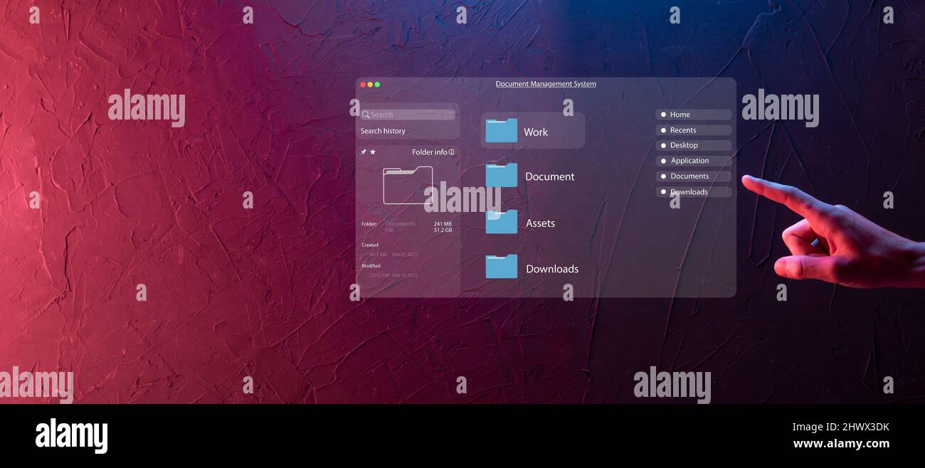 Document management concept. Virtual screen icons Document Management ...