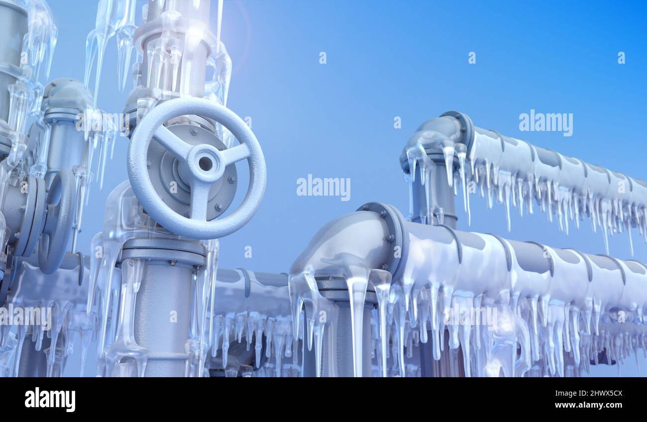 Pipeline and Icicles - 3D Rendering Stock Photo