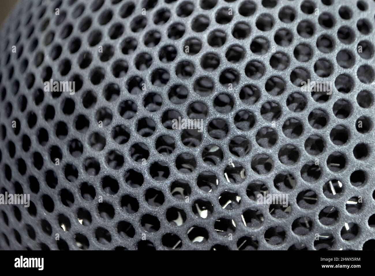 Black abstract model object printed on 3d printer from powder close-up ...
