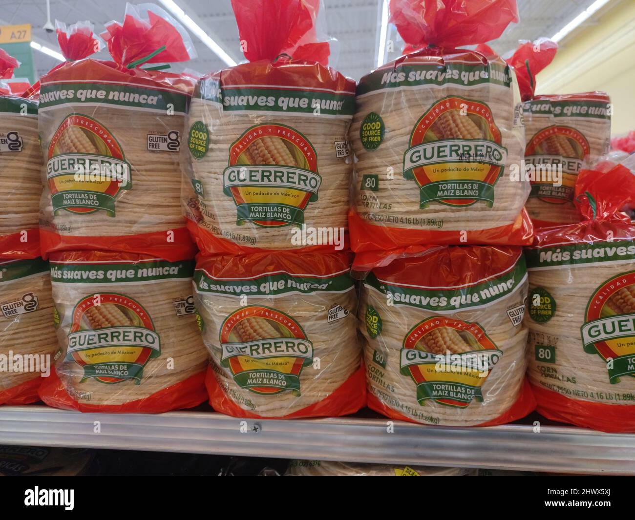 Houston, Texas USA 01062022 Guerrero brand corn tortillas packaged