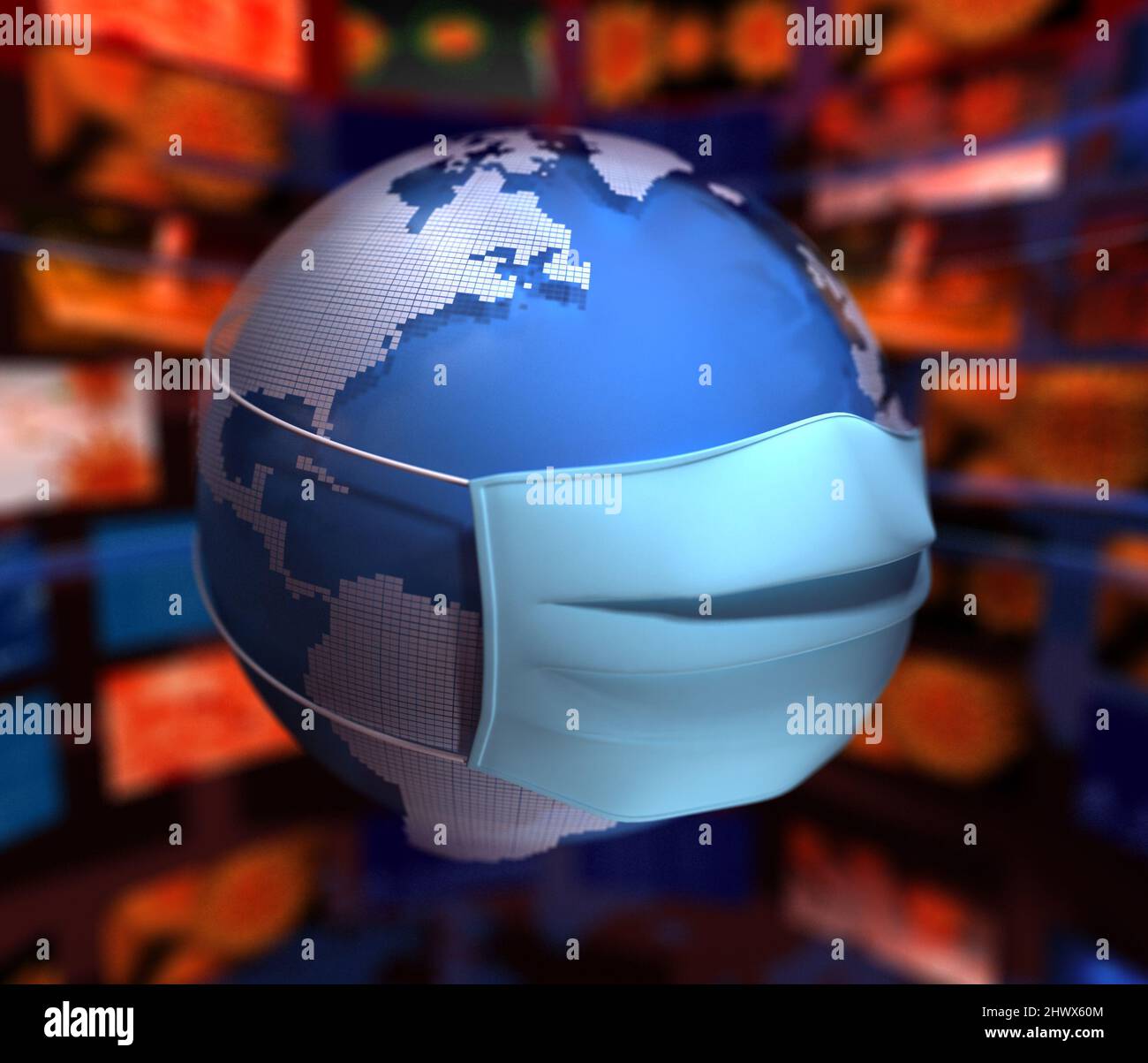 World News and Quarantine - 3D Rendering Stock Photo