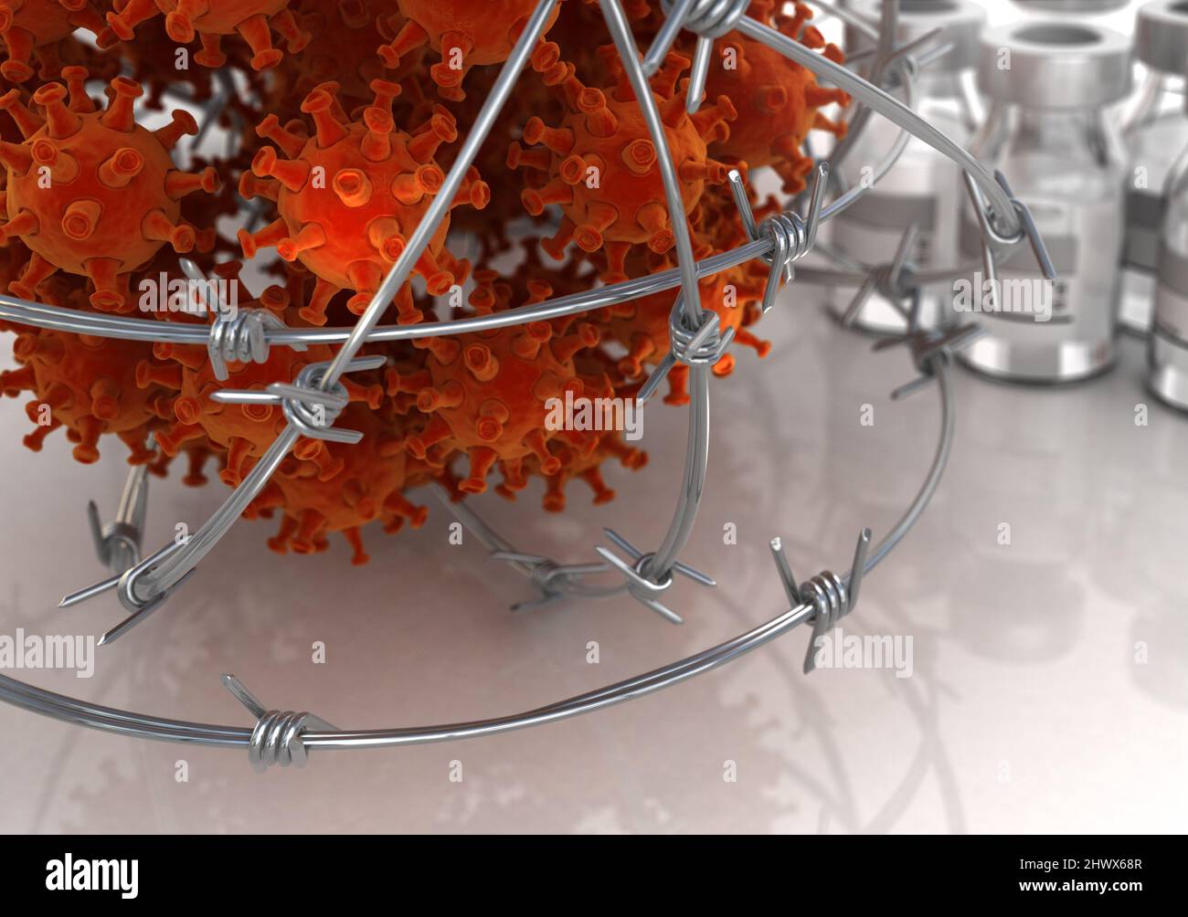 Immunity and Virus - 3D Rendering Stock Photo