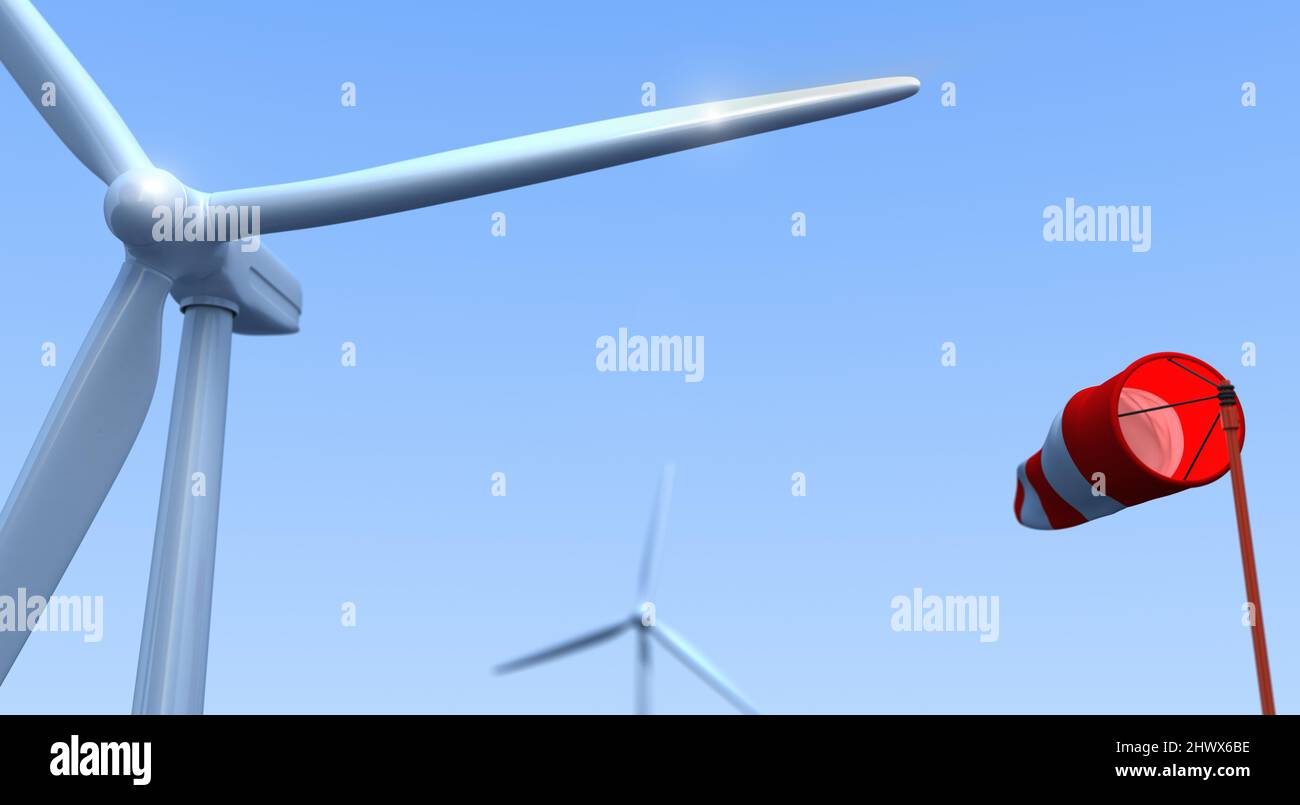 Wind Generator and Sky - 3D Rendering Stock Photo