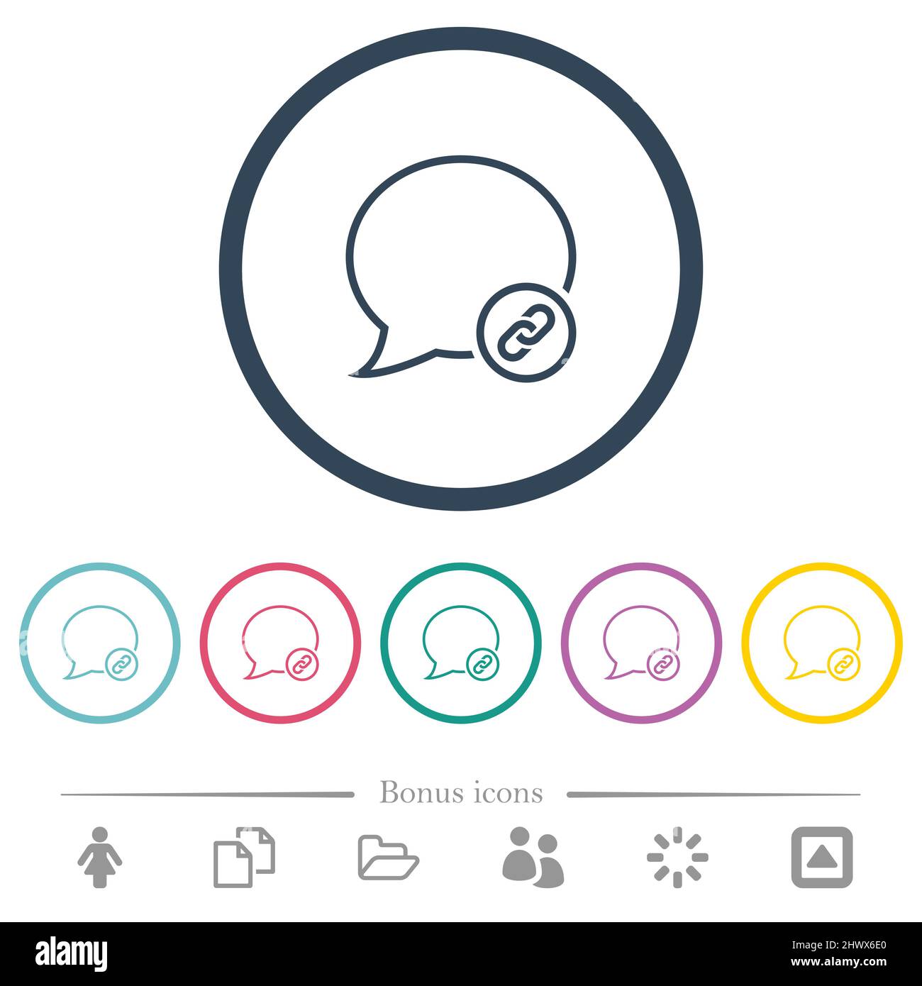 Message attach outline flat color icons in round outlines. 6 bonus ...