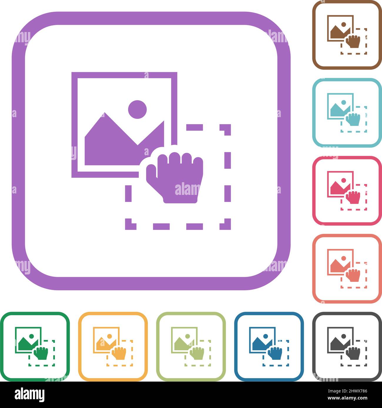 Grab image to upload simple icons in color rounded square frames on ...