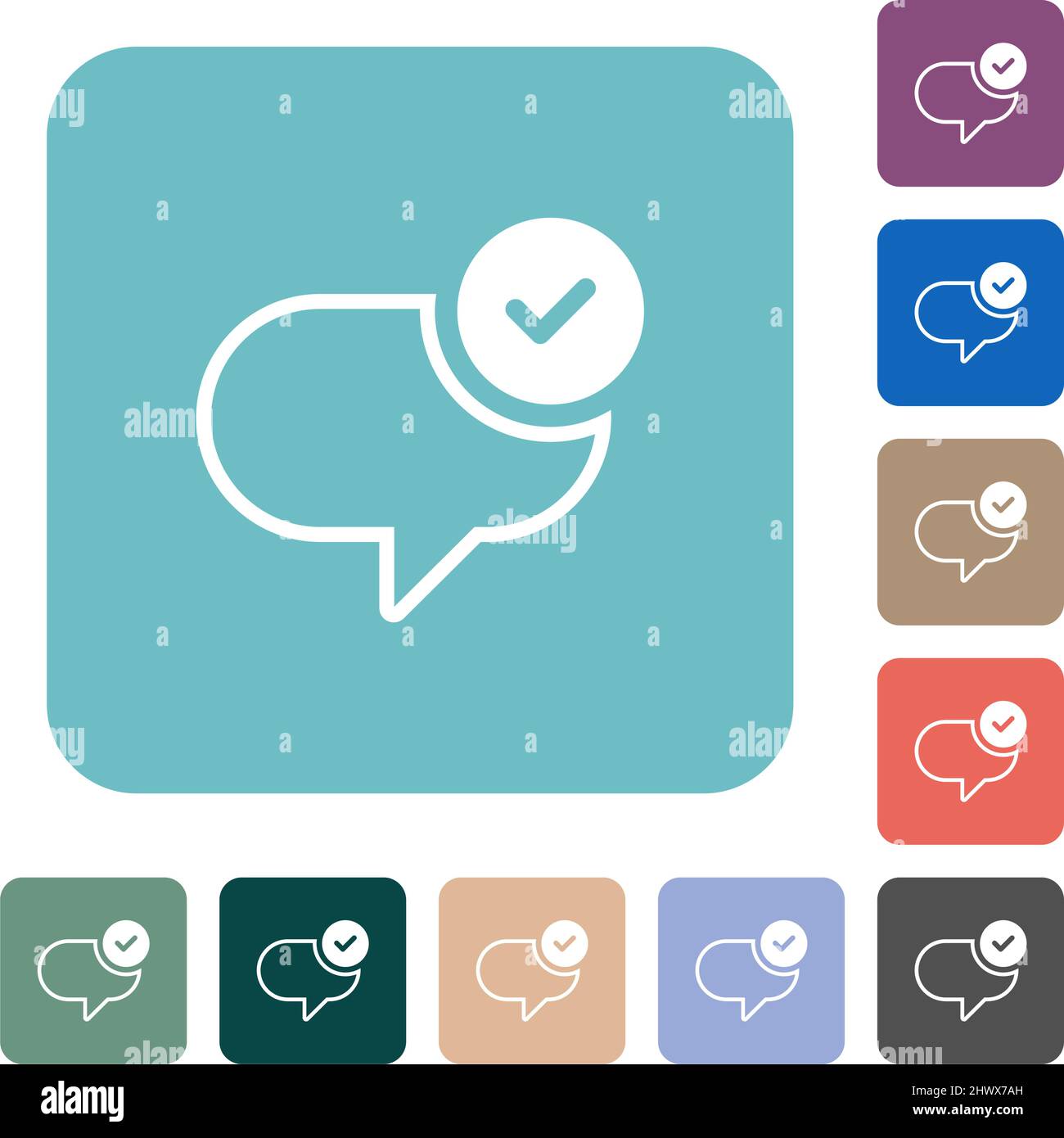 Message sent white flat icons on color rounded square backgrounds Stock Vector