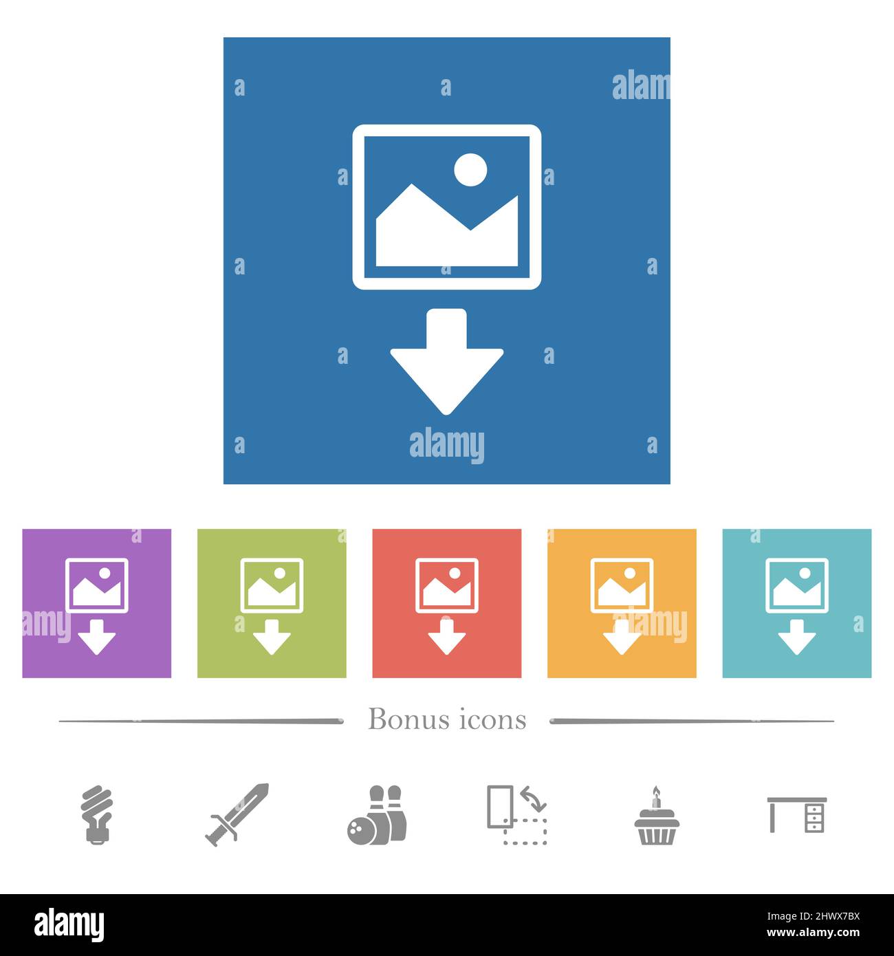 Download image flat white icons in square backgrounds. 6 bonus icons ...