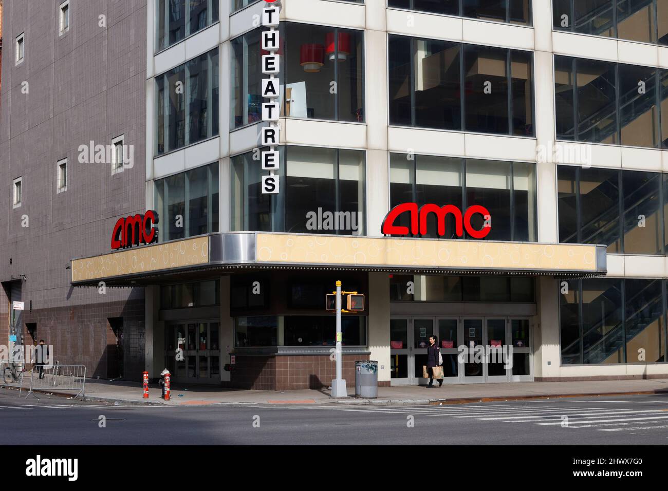 AMC Village 7, 66 3rd Ave, New York, NY. exterior of a theater in the East Village neighborhood in Manhattan. Stock Photo