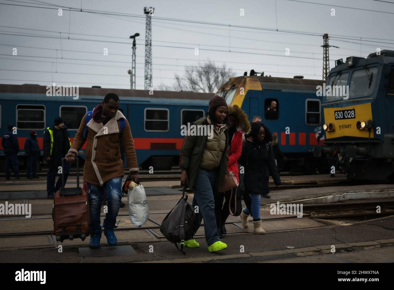 Zahony, Hungary March 7, 2022 refugees from Ukraine arrive at the